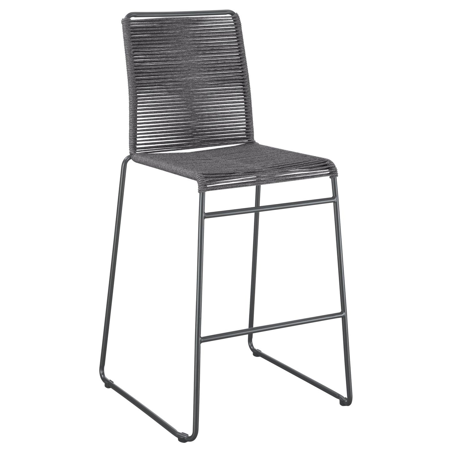 Kai Upholstered Bar Stools with Footrest (Set of 2) Charcoal and Gunmetal