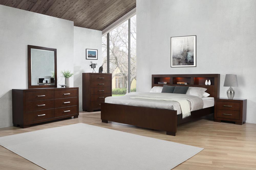 Jessica California King Bed with Storage Headboard Cappuccino