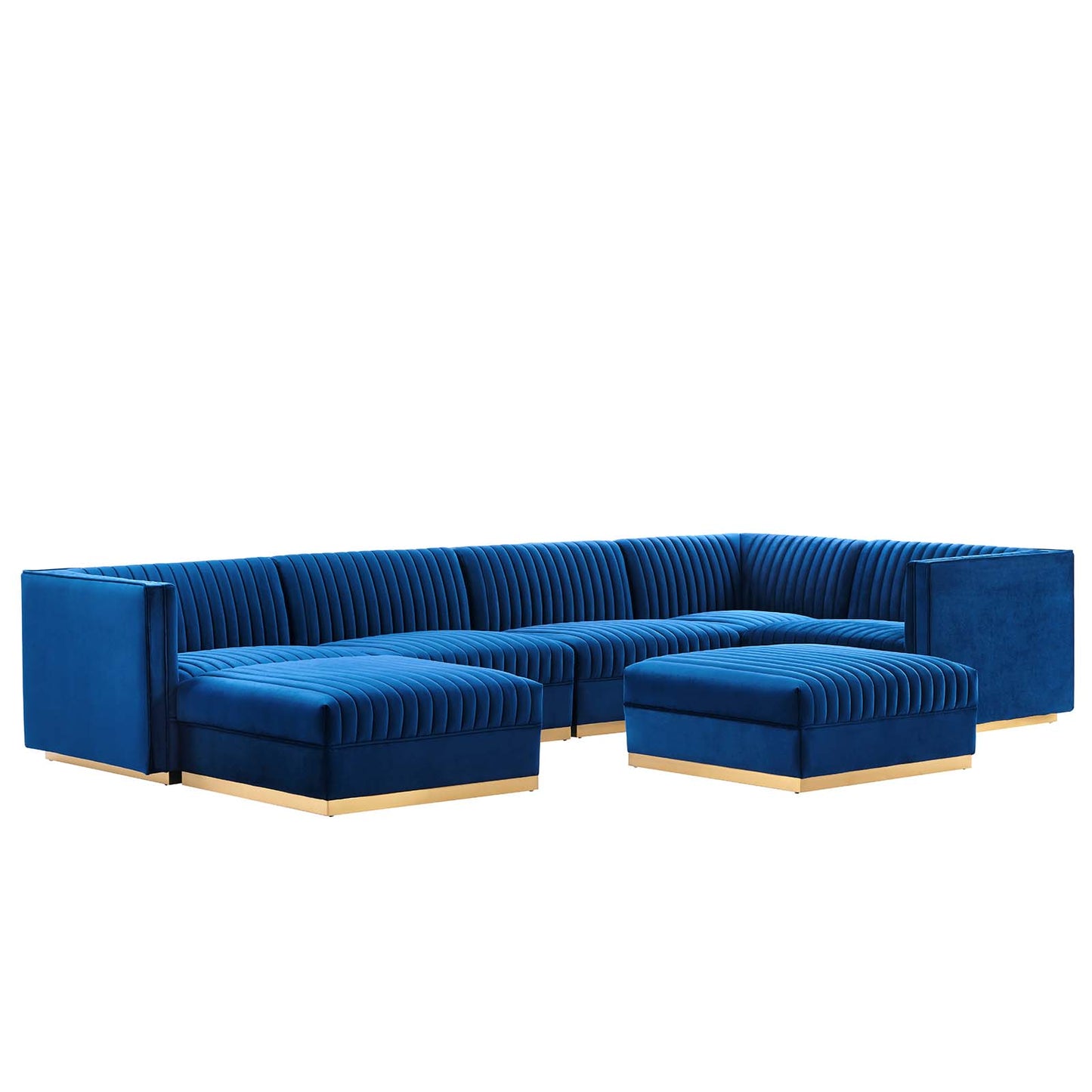 Sanguine Channel Tufted Performance Velvet 7-Piece Right-Facing Modular Sectional Sofa