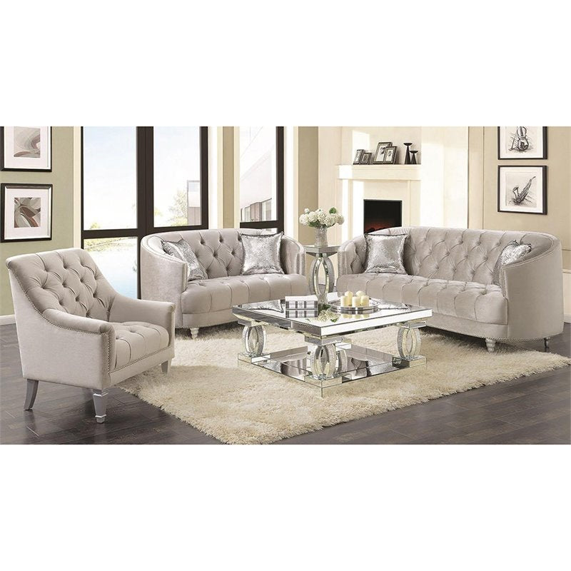 Avonlea 3-piece Tufted Living Room Set Grey