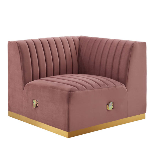 Conjure Channel Tufted Performance Velvet Right Corner Chair