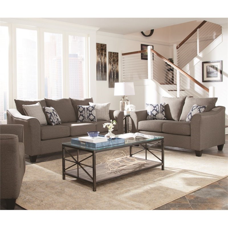 Salizar Upholstered Flared Arm Living Room Set Grey