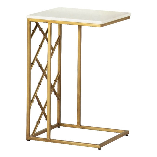 Accent Table with Marble Top White