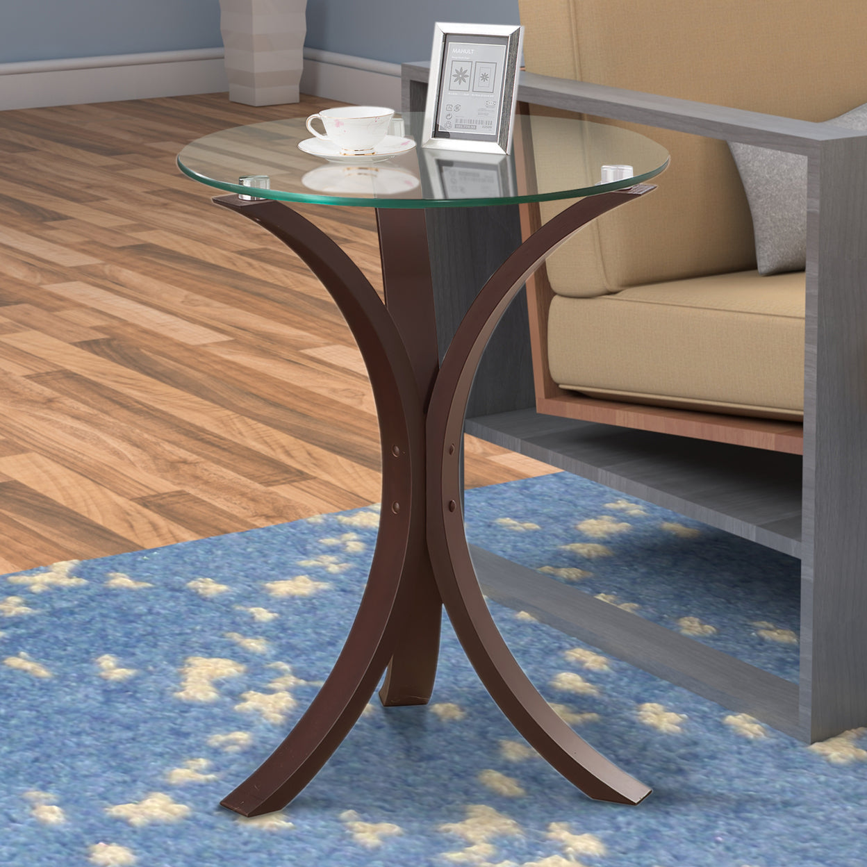 Round Accent Table Cappuccino