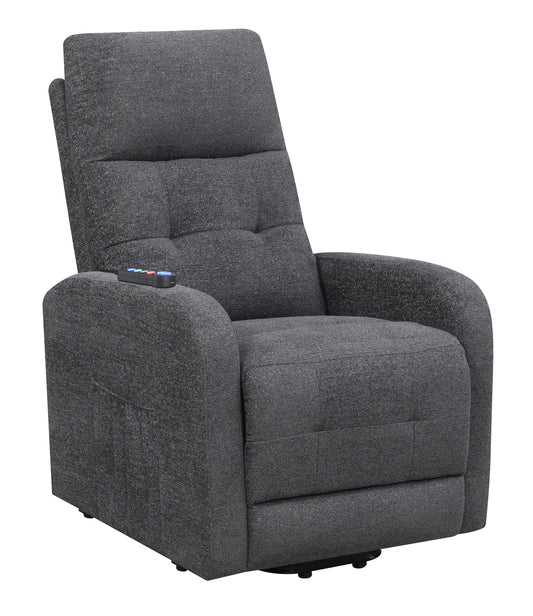 Tufted Upholstered Power Lift Recliner Charcoal