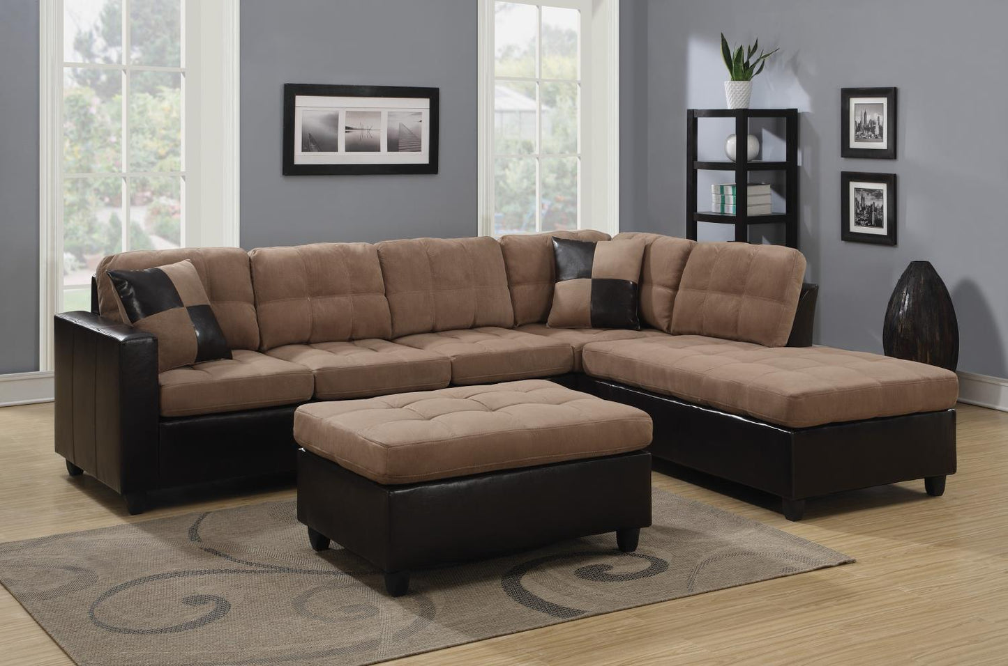 Mallory Upholstered Sectional Tan and Dark Brown