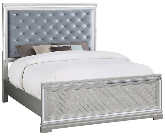 Eleanor Upholstered Tufted Bed Metallic