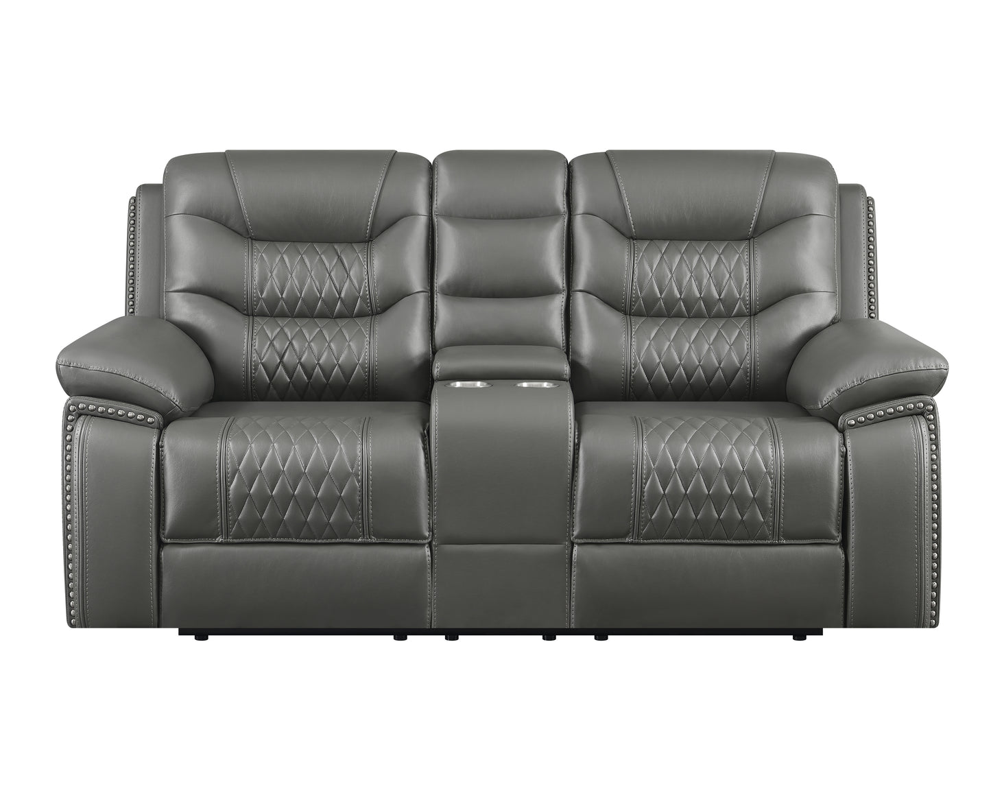 Flamenco Tufted Upholstered Motion Loveseat with Console Charcoal
