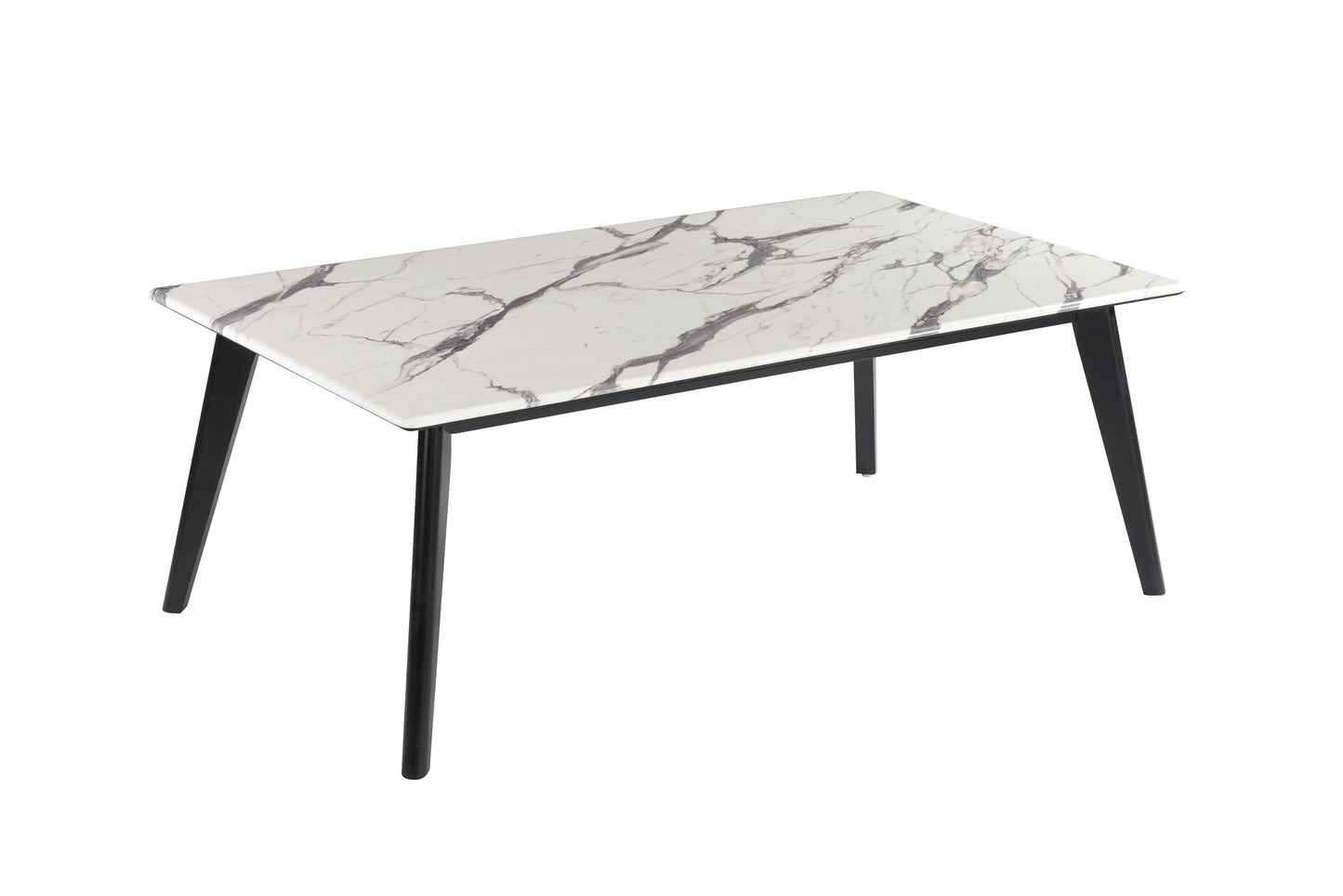 Rectangle Faux Marble Top Coffee Table Black and White