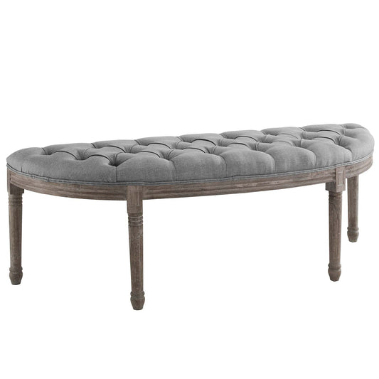 Esteem Vintage French Upholstered Fabric Semi-Circle Bench