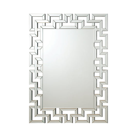 Interlocking Greek Frameless Wall Mirror Silver