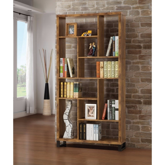 Delwin 10-shelf Bookcase Antique Nutmeg