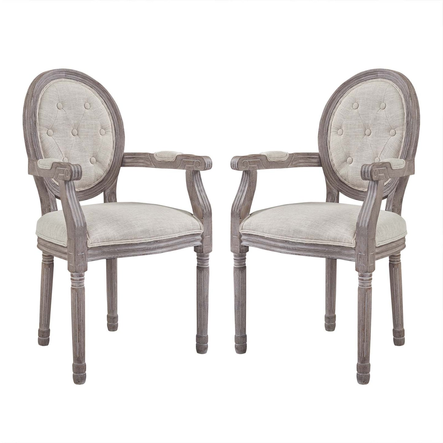 Arise Vintage French Upholstered Fabric Dining Armchair Set of 2