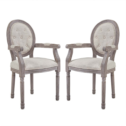 Arise Vintage French Upholstered Fabric Dining Armchair Set of 2