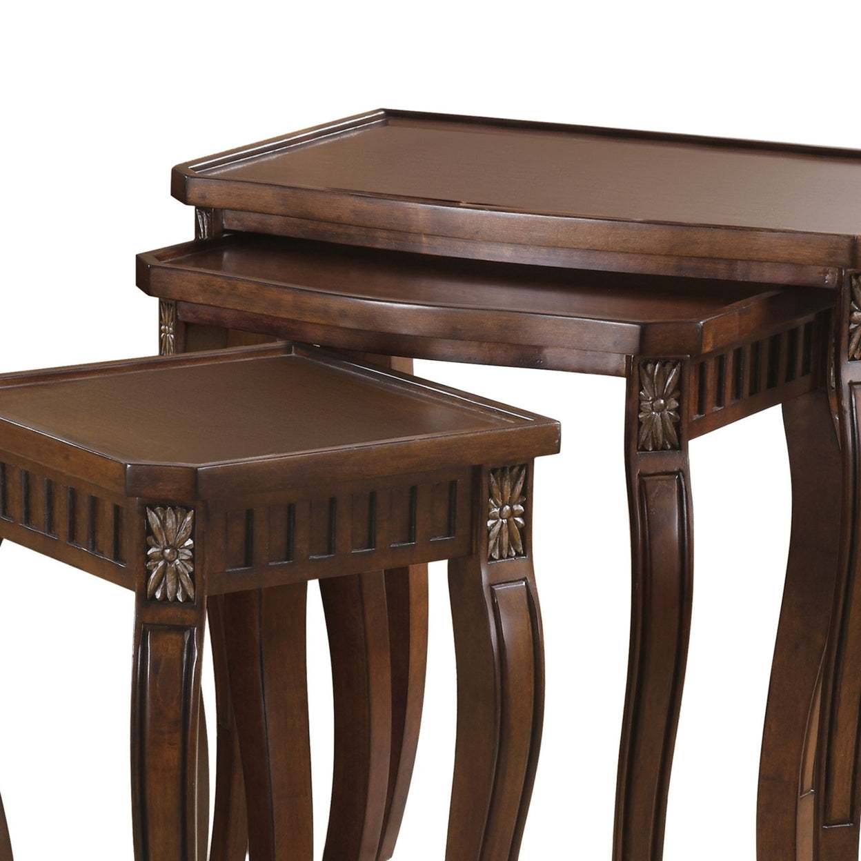 3-piece Curved Leg Nesting Tables Warm Brown