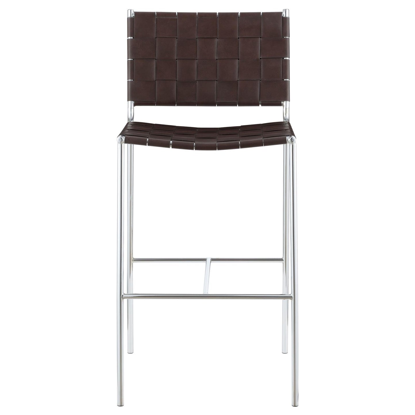 Adelaide Upholstered Bar Stool with Open Back Brown and Chrome