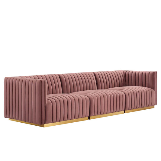 Conjure Channel Tufted Performance Velvet Sofa