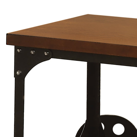 Roy End Table with Casters Rustic Brown