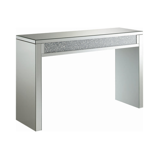 Layton Rectangular Sofa Table Silver and Clear Mirror