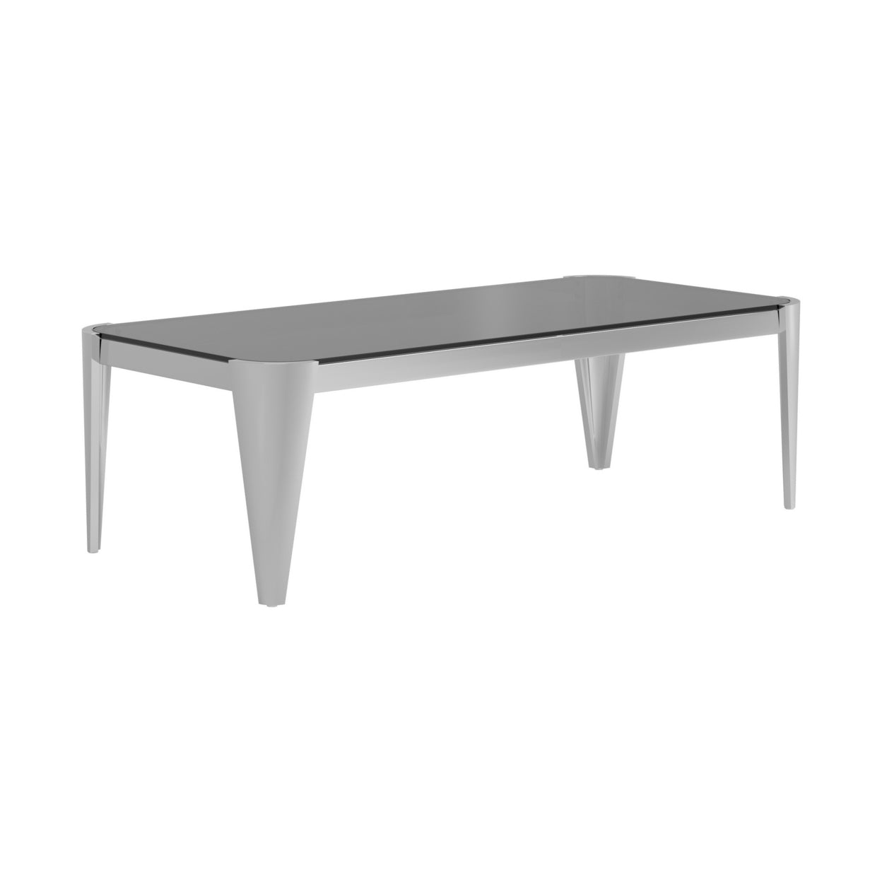 Rectangle Glass Top Coffee Table Silver and Grey