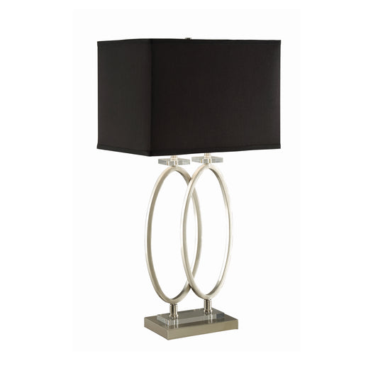 Rectangular Shade Table Lamp Black and Brushed Nickel