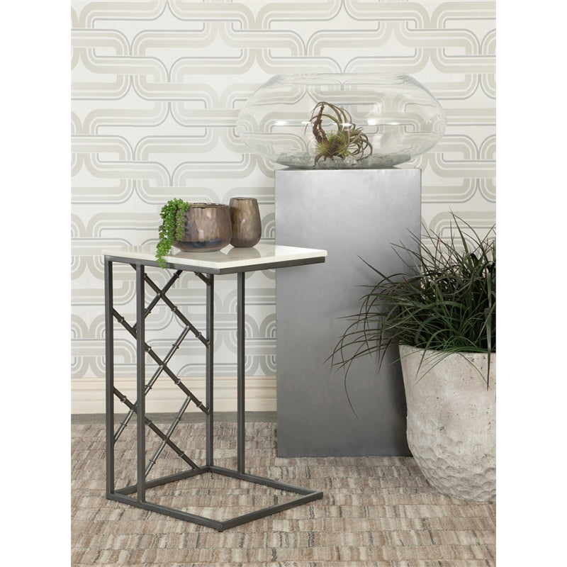 Accent Table with Marble Top White