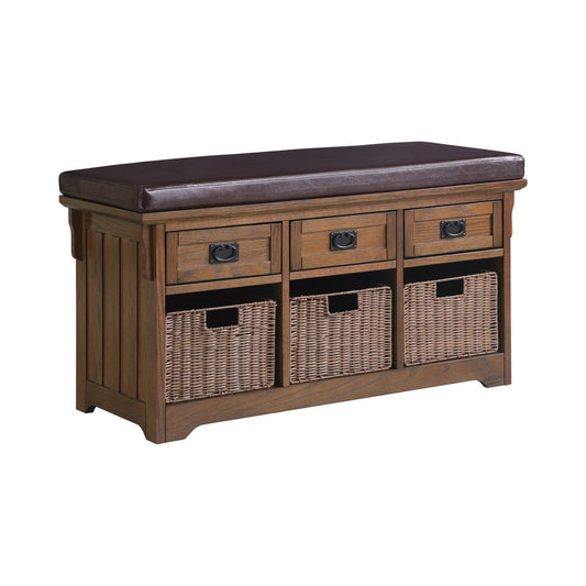 42" 3-drawer Storage Bench Brown