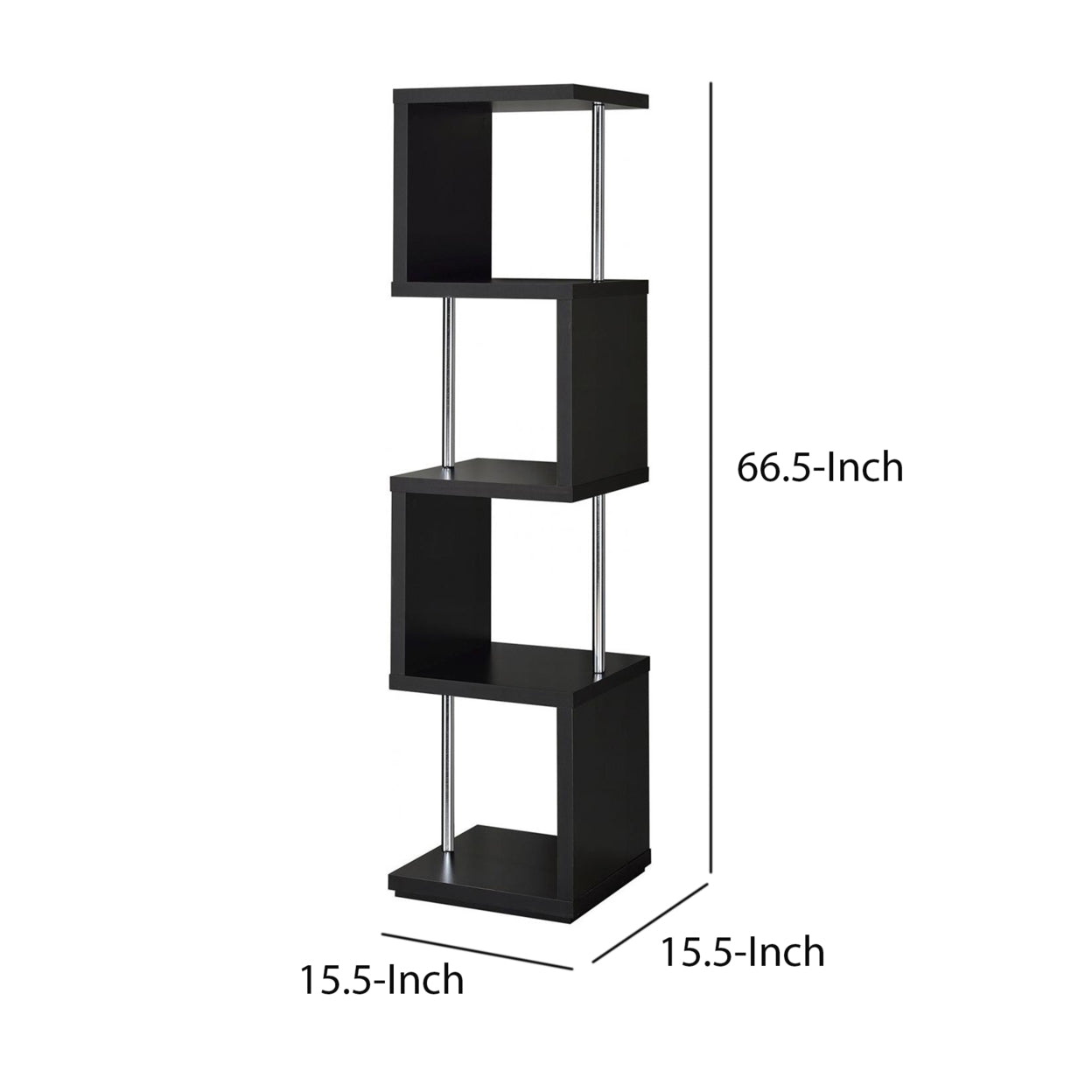 Baxter 4-shelf Bookcase Black and Chrome