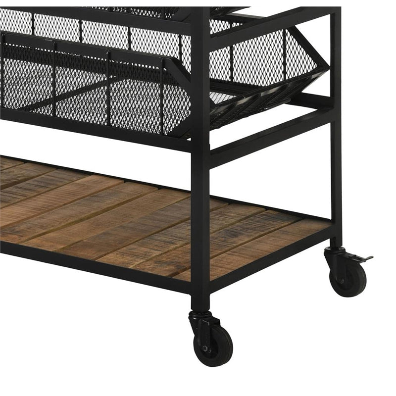 Accent Storage Cart with Casters Natural and Black