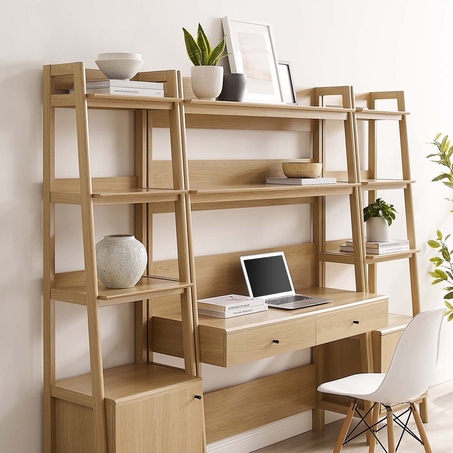 Bixby 3-Piece Wood Office Desk and Bookshelf