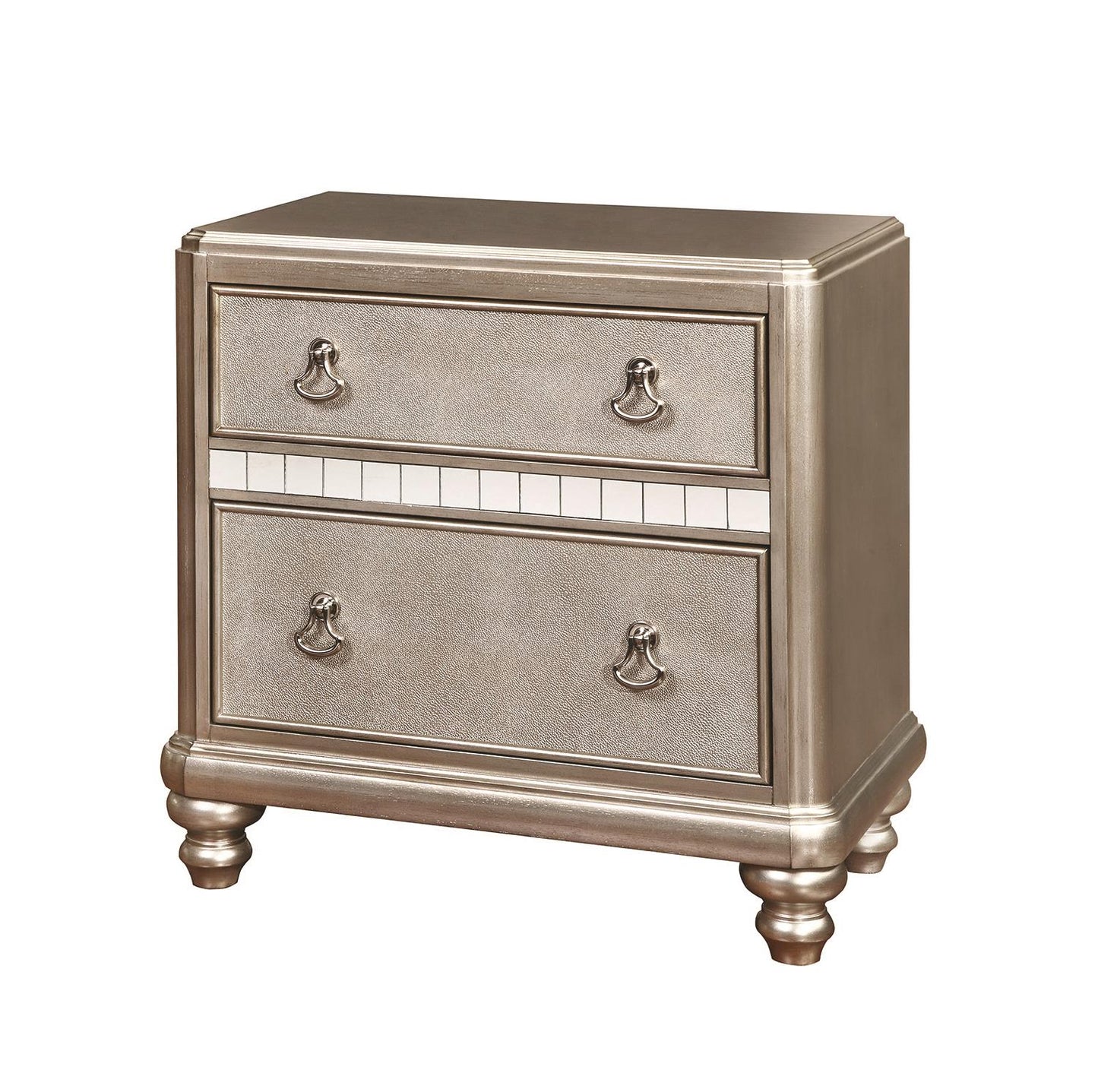 Bling Game 2-drawer Nightstand Metallic Platinum