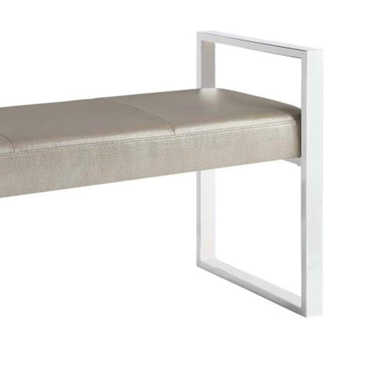 Upholstered Bench Champagne and Chrome