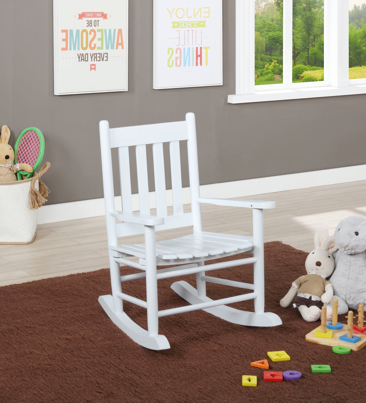 Slat Back Youth Rocking Chair White