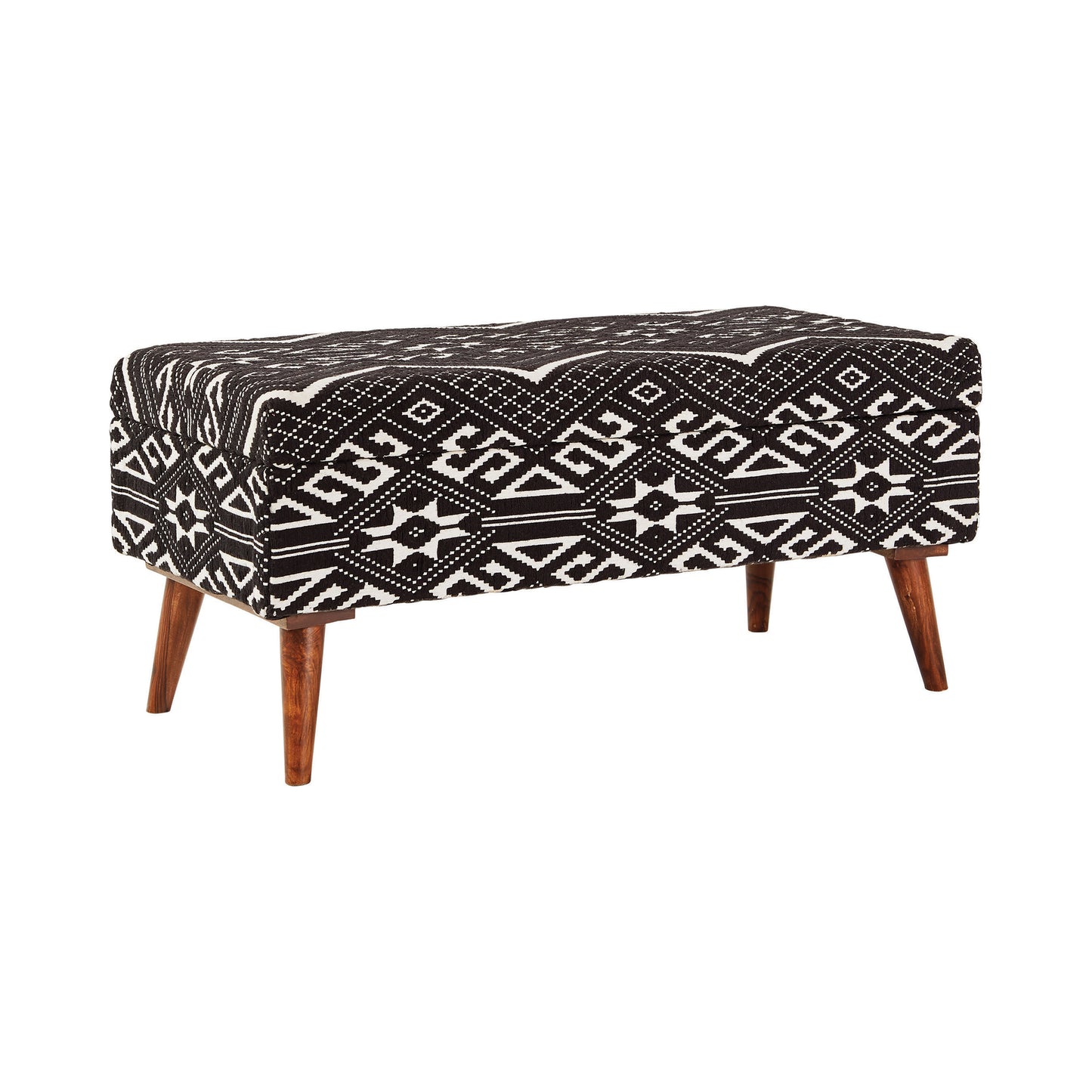 Upholstered Storage Bench Black and White
