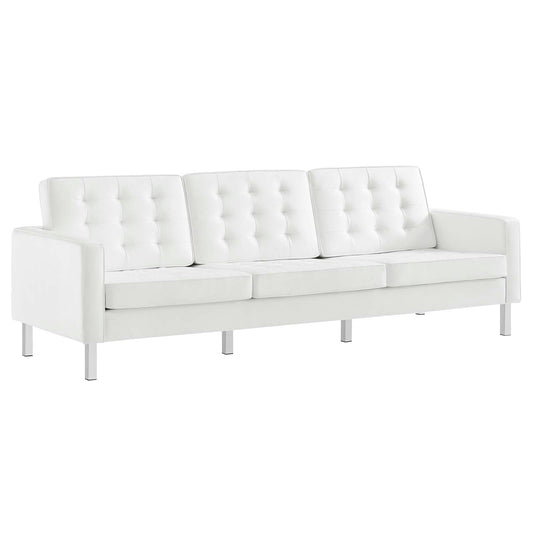 Loft Tufted Vegan Leather Vegan Leather Sofa