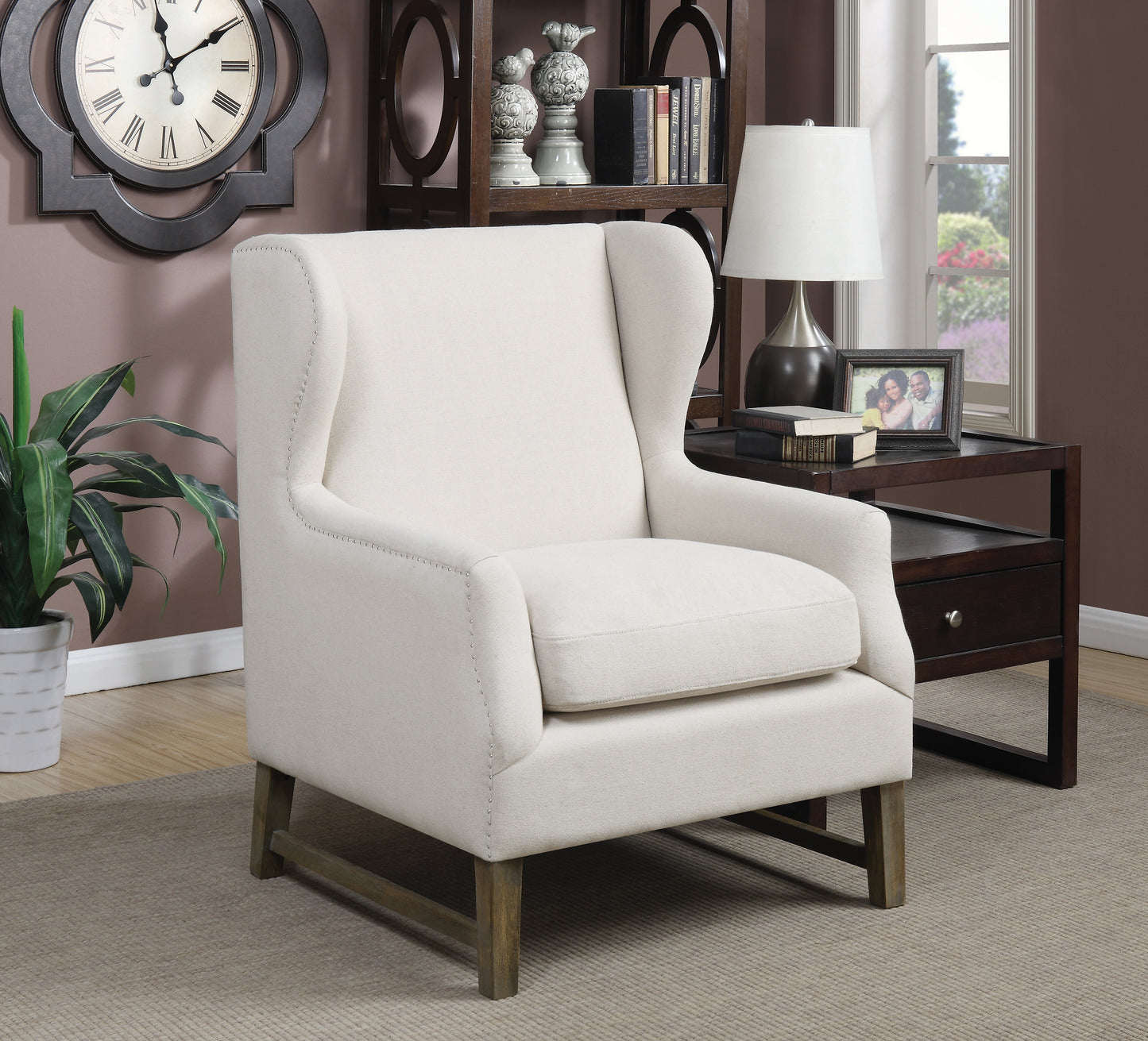 Wing Back Accent Chair Cream