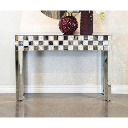 Checker Pattern Rectangular Console Table Silver