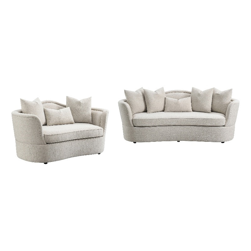 Kamilah 2-piece Upholstered Living Room Set with Camel Back Beige