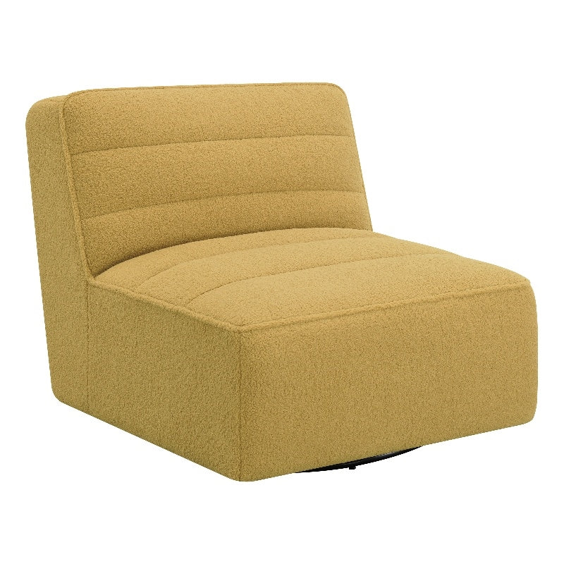 Upholstered Swivel Armless Chair Mustard