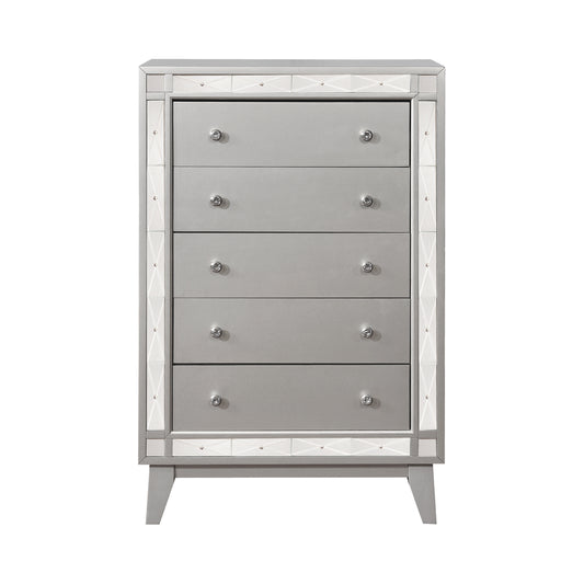 Leighton 5-drawer Chest Metallic Mercury