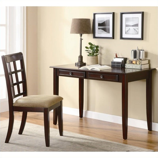 Newton 2-piece Writing Desk Set Dark Amber and Tan