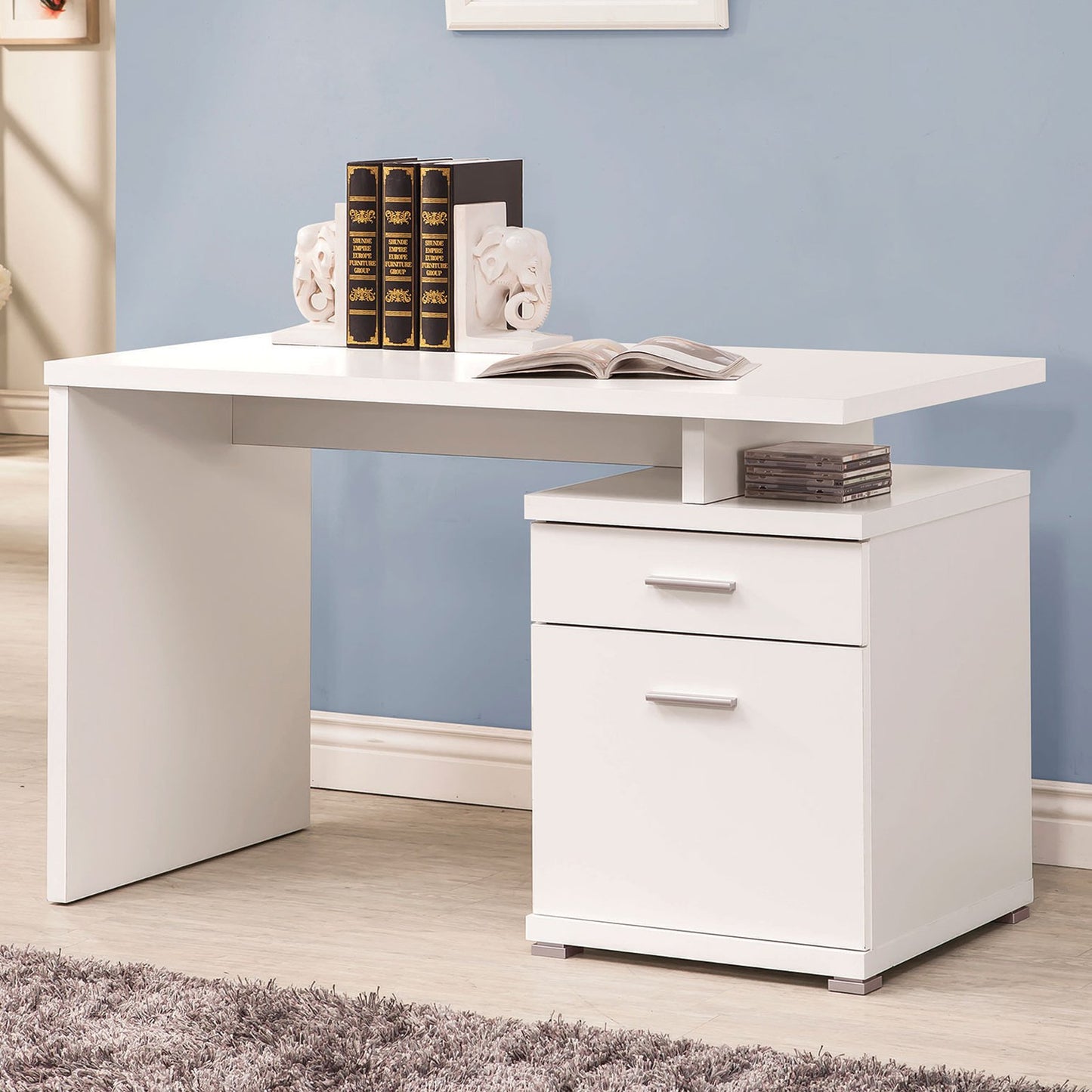 Irving 2-drawer Office Desk with Cabinet White