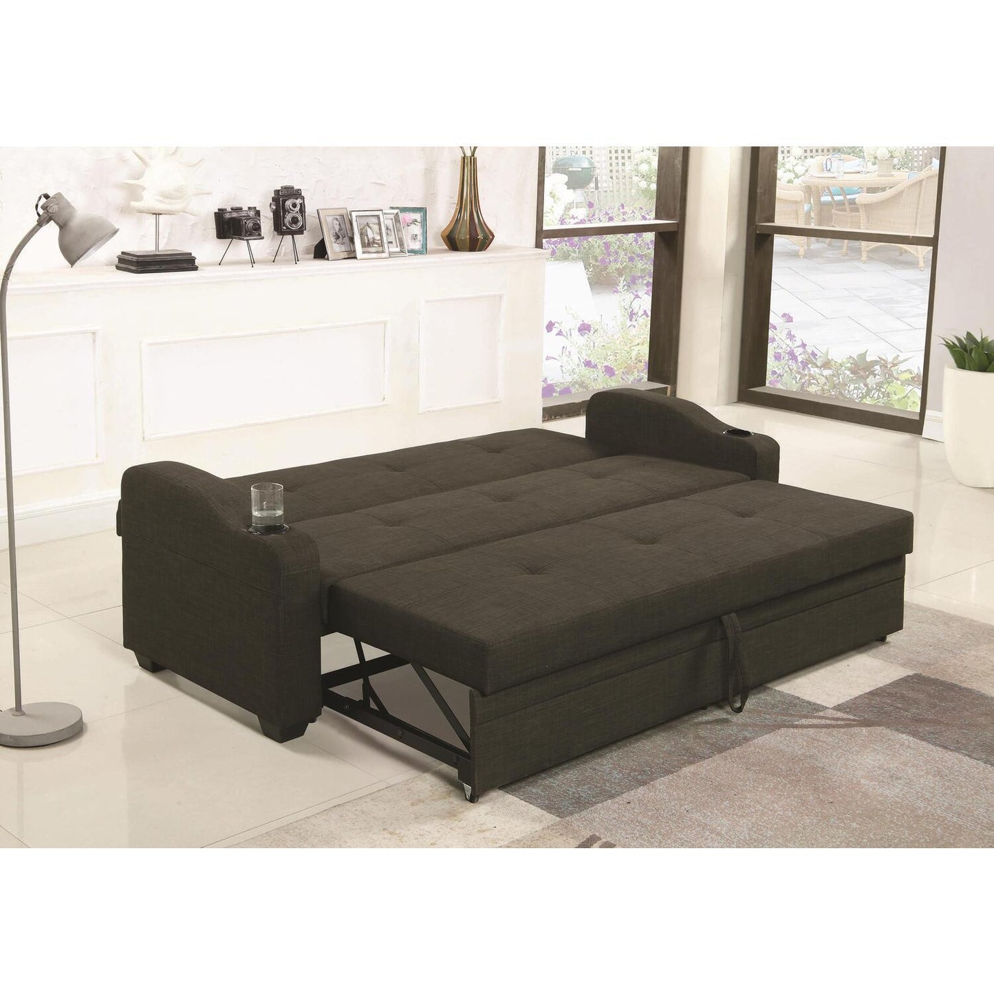 Miller Upholstered Sleeper Sofa Bed Charcoal Grey