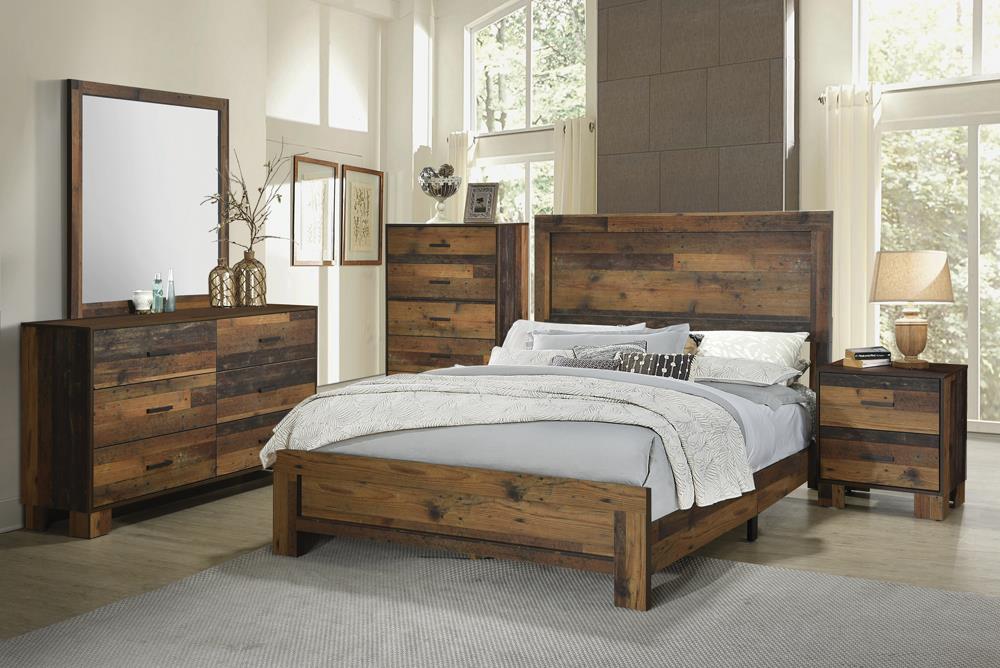 Sidney 5-piece Eastern King Panel Bedroom Set Rustic Pine