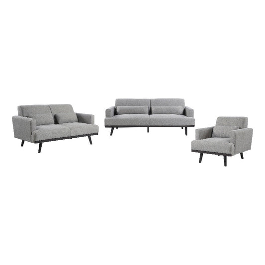 Blake 3-piece Upholstered Living Room Set with Track Arms Sharkskin and Dark Brown