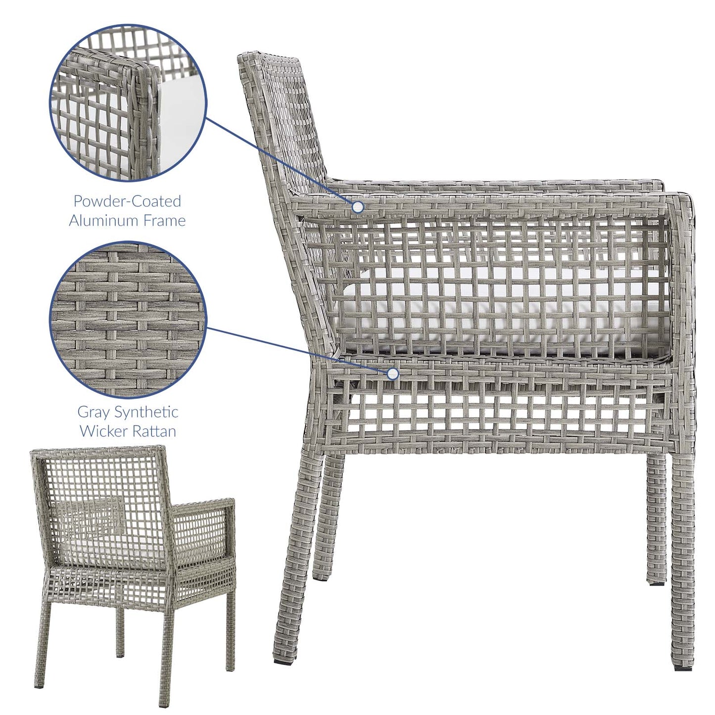 Aura Outdoor Patio Wicker Rattan Dining Armchair