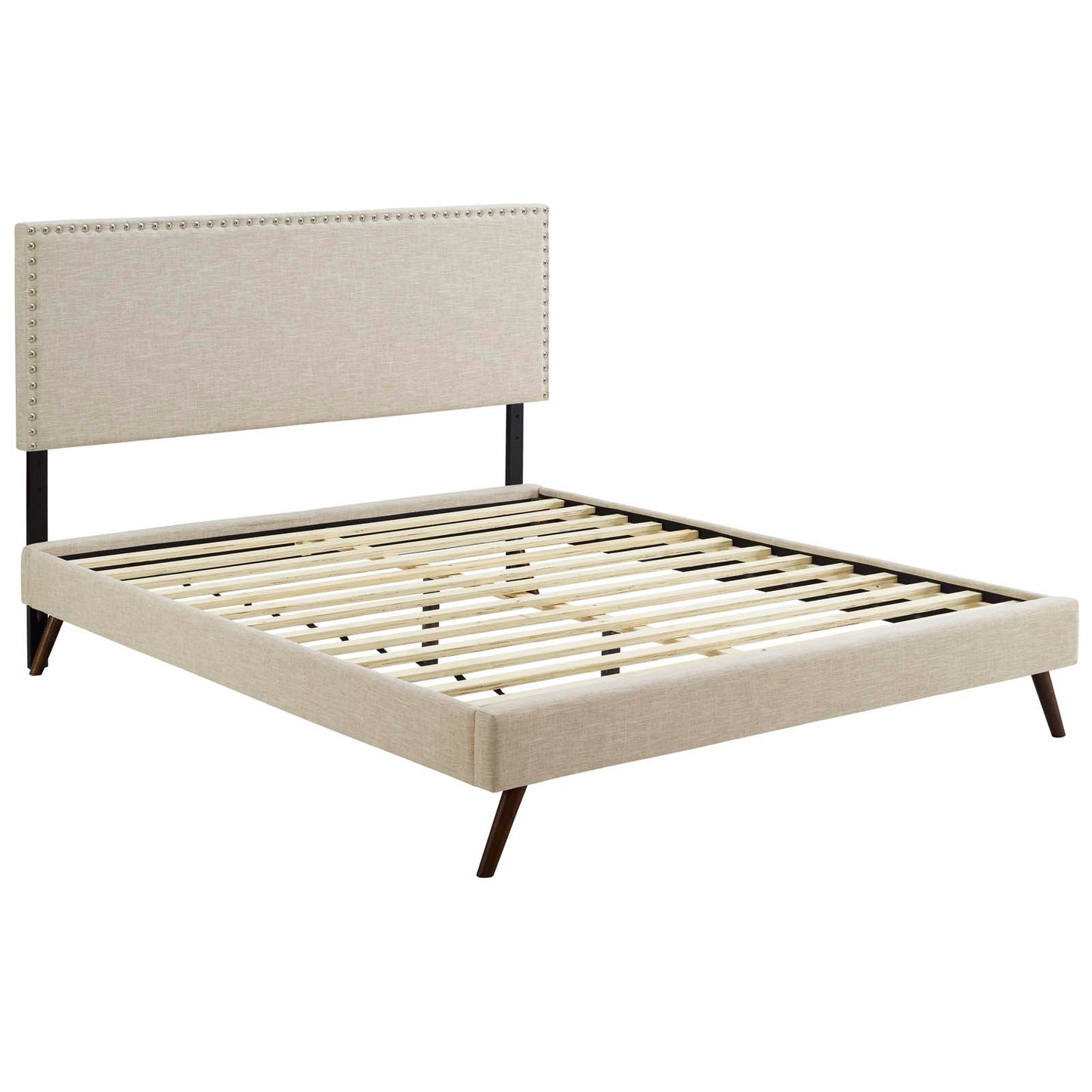 Macie Queen Fabric Platform Bed with Round Splayed Legs