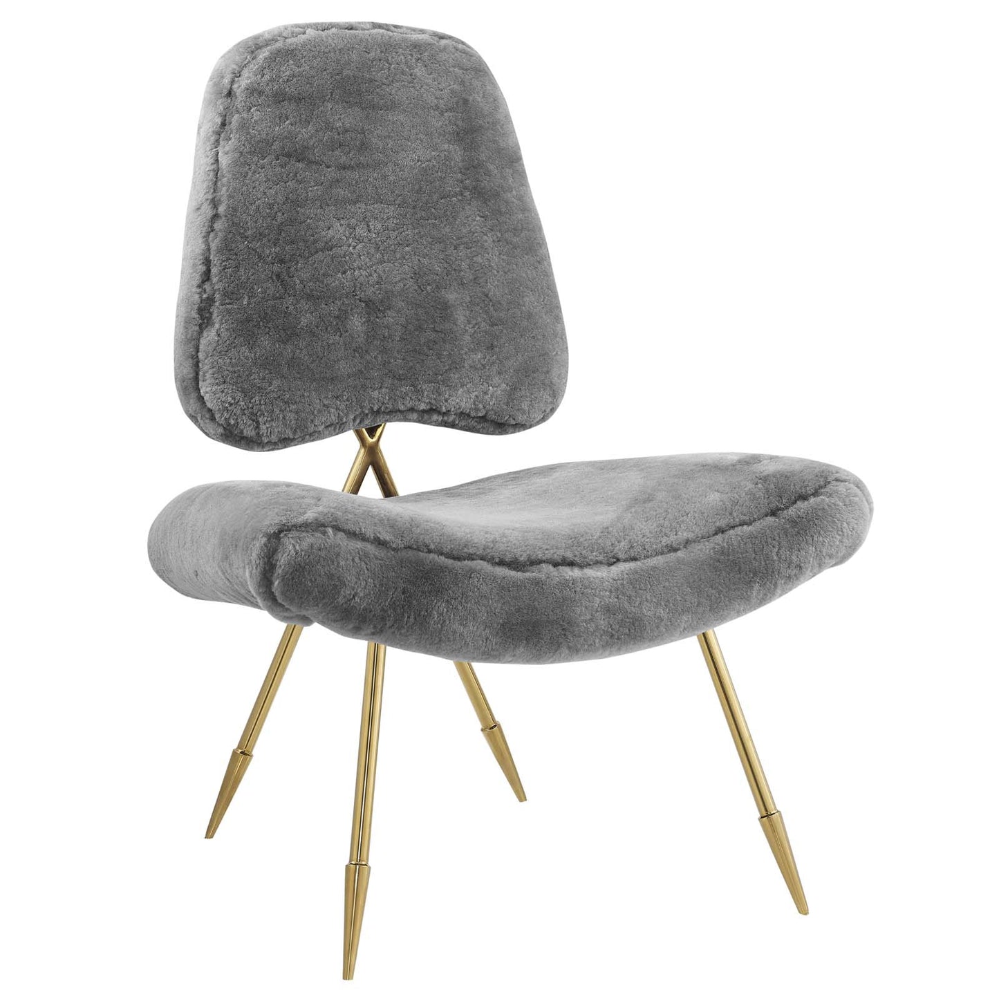 Ponder Upholstered Sheepskin Fur Lounge Chair