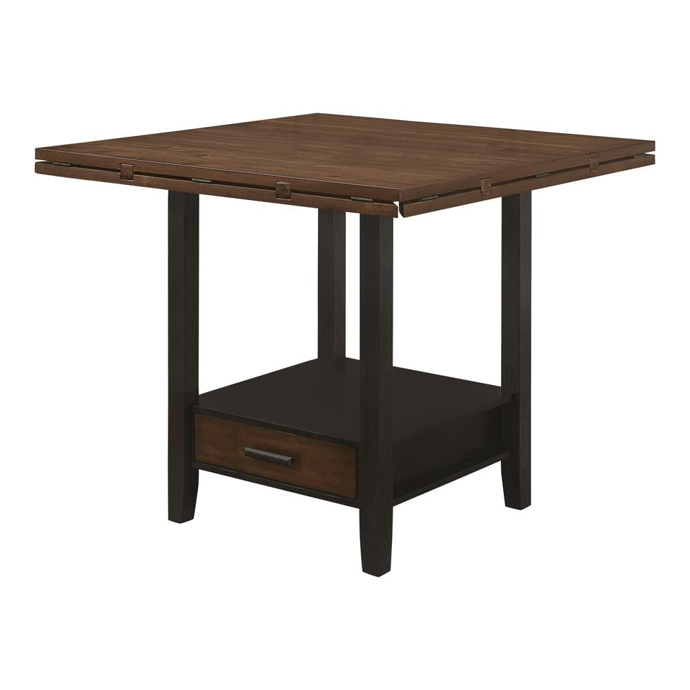 Sanford Round Counter Height Table with Drop Leaf Cinnamon and Espresso