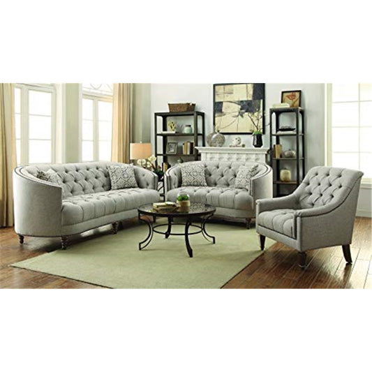 Avonlea Upholstered Tufted Living Room Set Grey